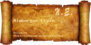 Nimberger Ervin névjegykártya